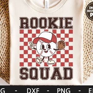 Rookie Squad svg, personaje de dibujos animados de béisbol svg, béisbol svg, camiseta deportiva, personaje de béisbol retro, dxf, png, eps, archivos svg para cricut