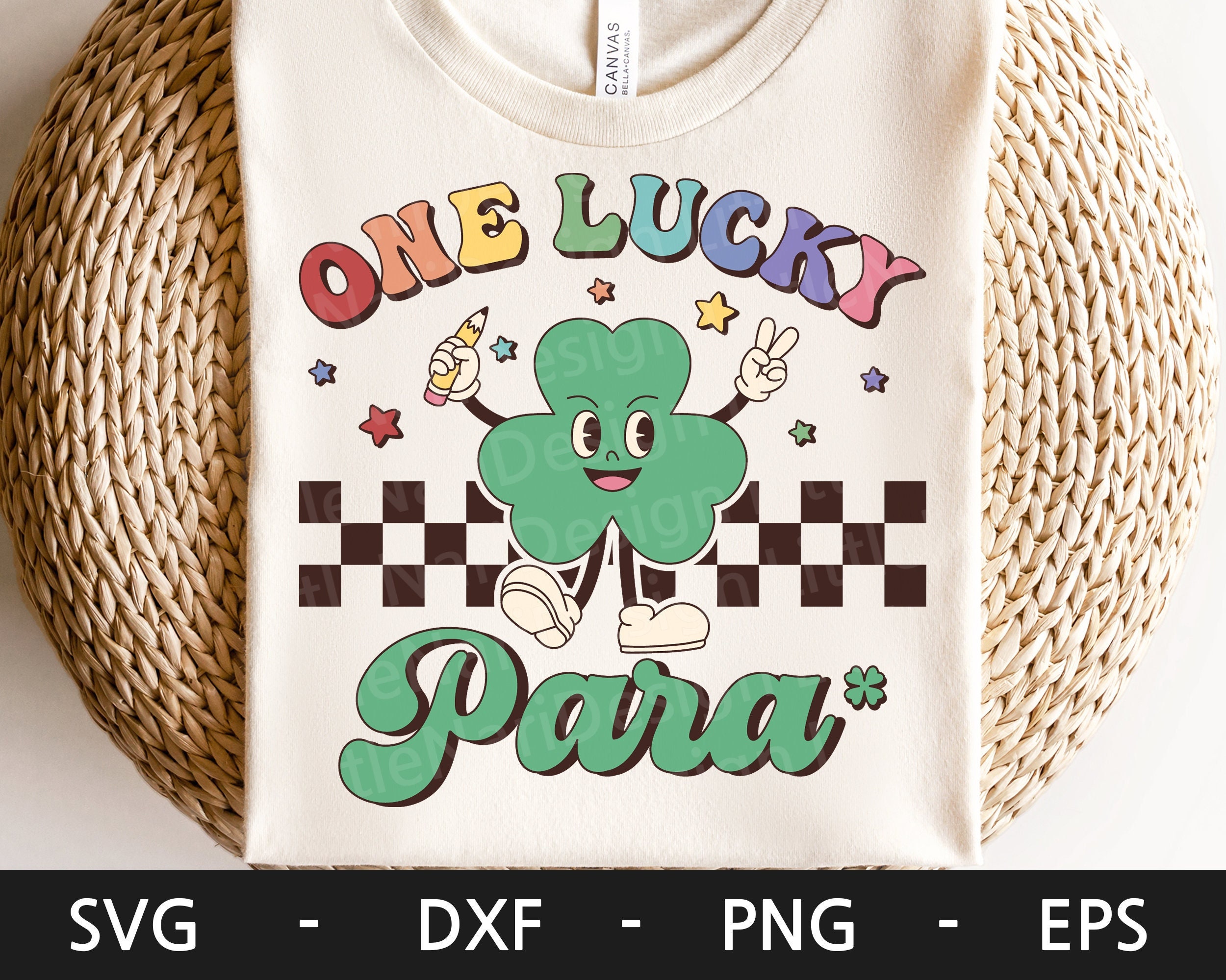 One Lucky Para svg, St Patrick Day svg, Shamrock svg, St Patrick's svg, Retro Clover svg, dxf, png, eps, svg files for cricut