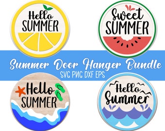 Summer Door Hanger Bundle svg,Summer svg,Hello Summer svg,Door sign svg,Summer Welcome svg,Laser cut file,Glowforge svg,svg files for cricut