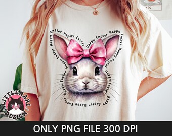 Happy Easter png, Coquette Bow png, Easter Shirt, Easter Bunny png, Kids Easter Shirt Design, Trendy png, sublimation design