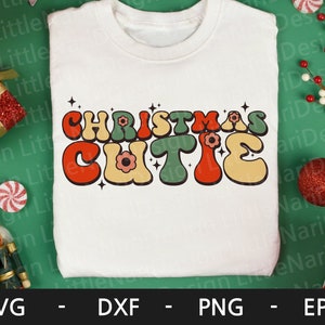 Christmas Cutie svg, Linda Navidad svg, Feliz Navidad svg, Navidad Retro svg, Camisa de Navidad, dxf, png, eps, archivos svg para cricut