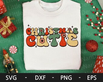 Christmas Cutie svg, Cute Christmas svg, Happy Christmas svg, Christmas Retro svg, Christmas shirt, dxf, png, eps, svg files for cricut