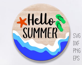 Sommer Türschild svg,Summer svg,Hello Summer svg,Summer Welcome svg,Laser cut file,Glowforge svg,svg files for cricut