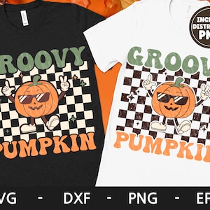 Groovy Pumpkin svg, camisa de Halloween, Retro svg, Spooky svg, Pumpkin svg, dxf, png, eps, archivos svg para cricut