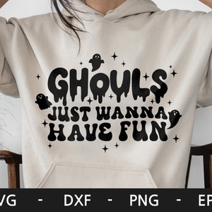 Ghouls Just Wanna Have Fun svg, Halloween svg, Boho retro svg, Ghost shirt svg, Spooky season svg, dxf, png, eps, svg files for cricut