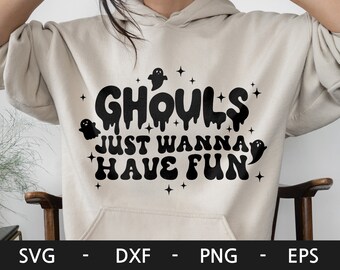 Ghouls Just Wanna Have Fun svg, Halloween svg, Boho retro svg, Ghost shirt svg, Spooky season svg, dxf, png, eps, svg files for cricut