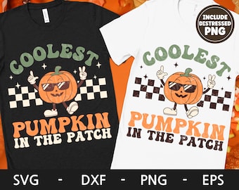 Coolest Pumpkin In The Patch svg, Halloween shirt, Retro svg, Spooky svg, Pumpkin svg, dxf, png, eps, svg files for cricut