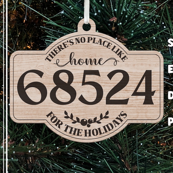 Zip Code Ornament, Home for Christmas, Christmas Ornament, Laser Cut Files, Growforge, eps, png, dxf, svg files for Cricut