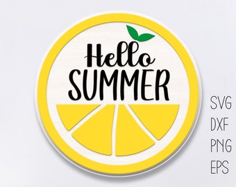 Summer Door Hanger svg,Summer svg,Hello Summer svg,Lemon svg,Laser cut file,Laser cut file,Glowforge svg,svg files for cricut
