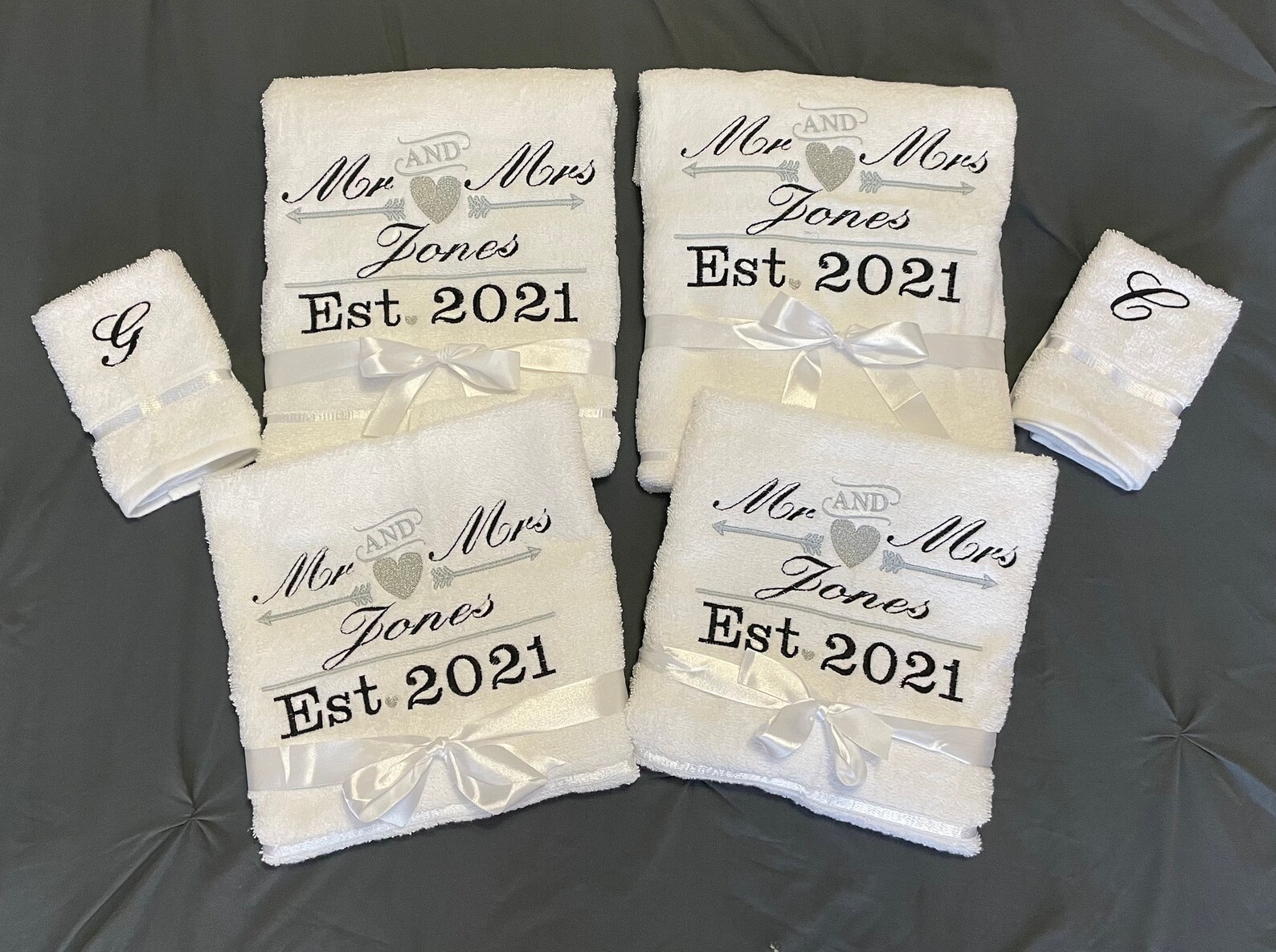 Wedding / anniversary gift. Personalised Embroidered towel Etsy