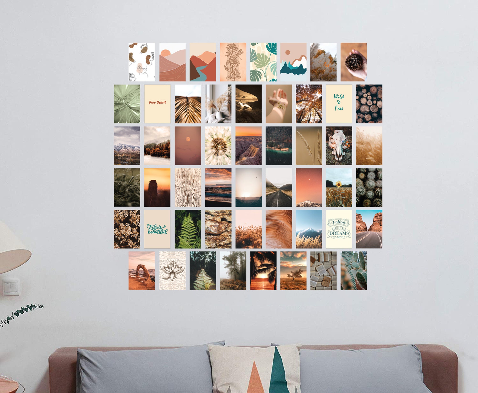 Wall Collage Kit Boho Wall Decor 50 Prints 4x6 inch Set Etsy