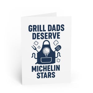 Grill Dad Greeting Card - Funny Fathers Day BBQ Card - Michelin Stars Joke Card - Backyard Griller Gift for Dad