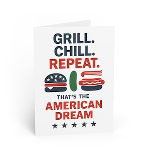 American Dream Grill Card - grappige vaderdagkaart - achtertuin BBQ-wenskaart - kaart patriottische vader