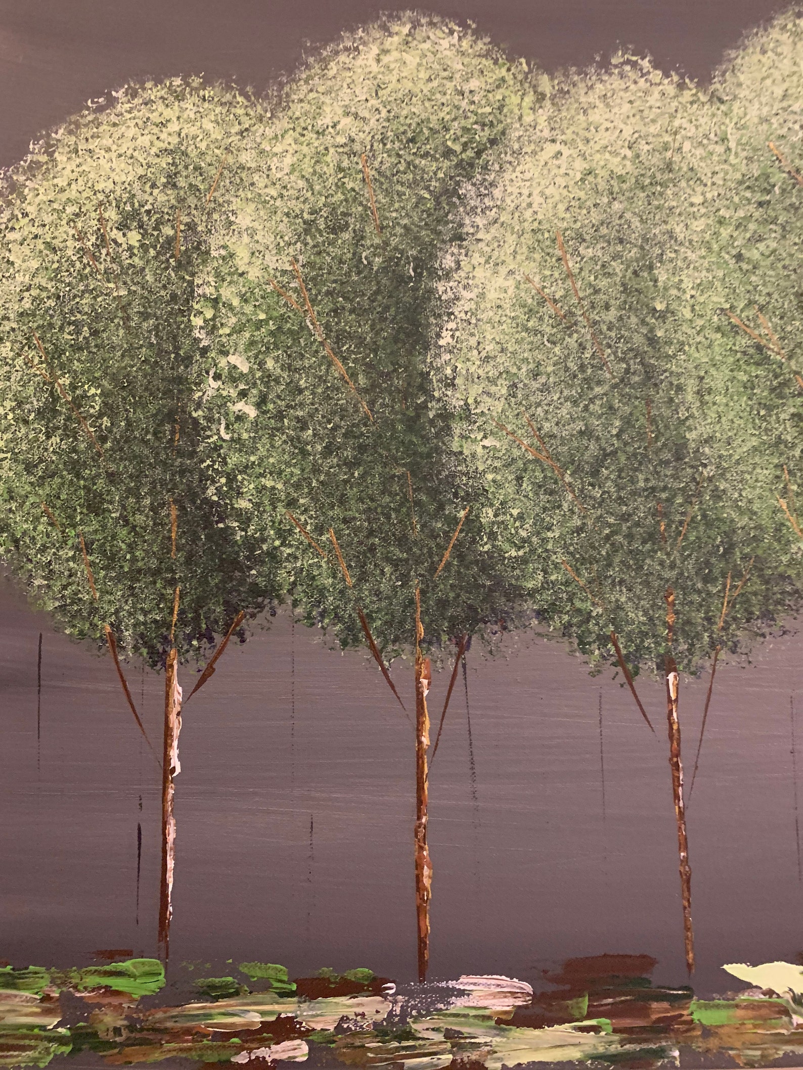 Trees canvas Tree Painting Flowers Stretched Canvas Etsy