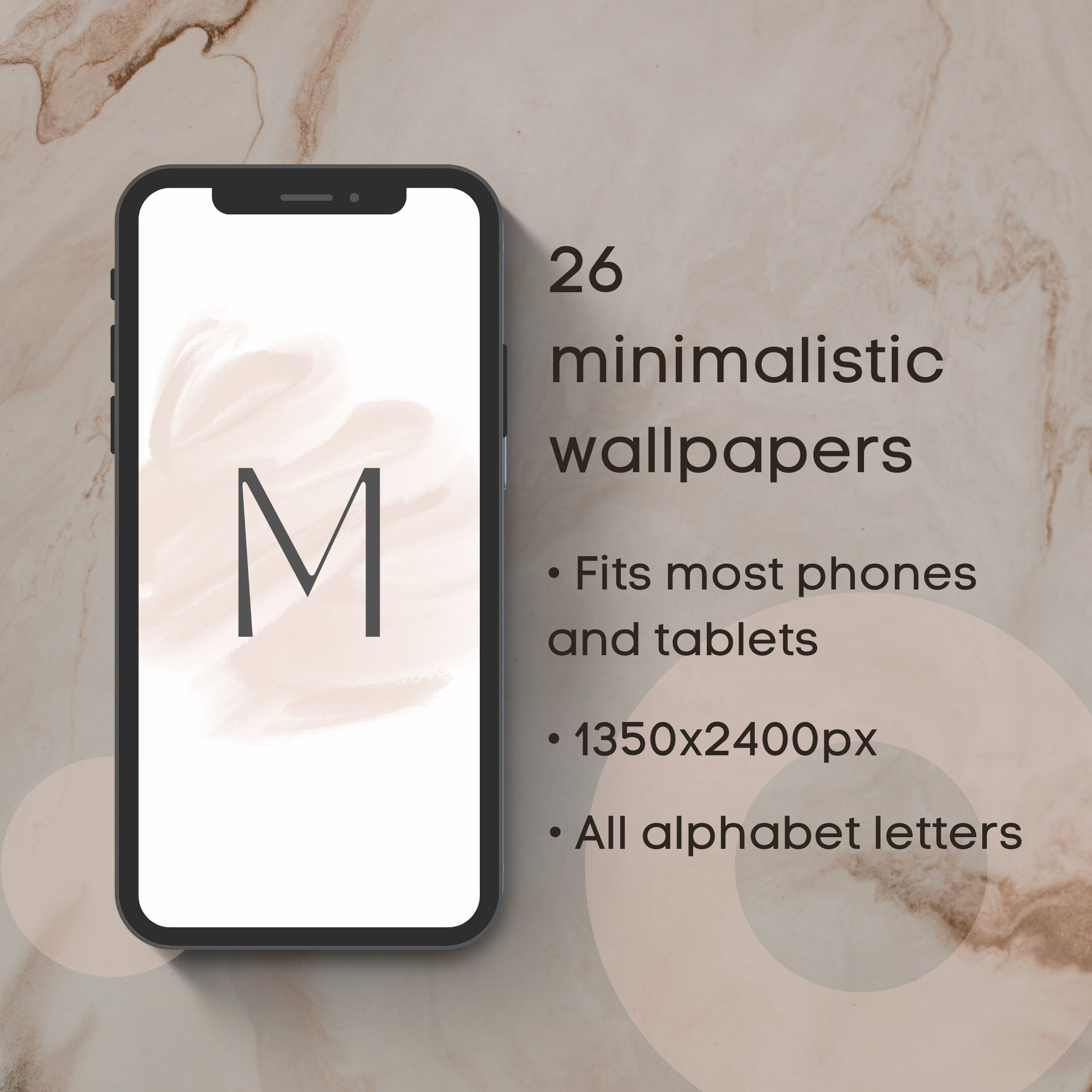 Minimalist Monogram Phone Wallpapers Set Full 26 Letters - Etsy