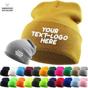 Personalized Custom Embroidered Beanie Hat Custom Logo Design Your Own  Custom Text Personalize Your Beanie Custom Winter Beanie 