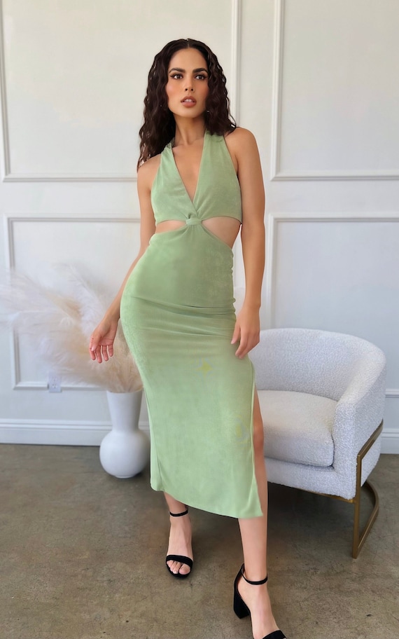 slim fit dress slacks One Shoulder V-Neck Beaded Ruched Sweep Train Charming High Split Prom –  VOS LEE main image 1