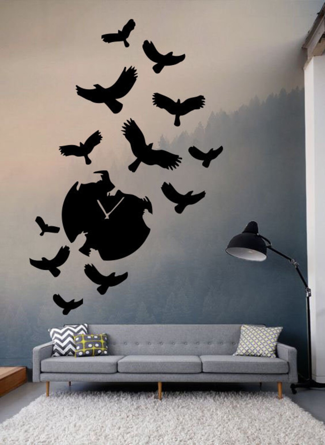 Gothic Raven Vinyl Wall Decal Birds Nature Room Home Interior Etsy