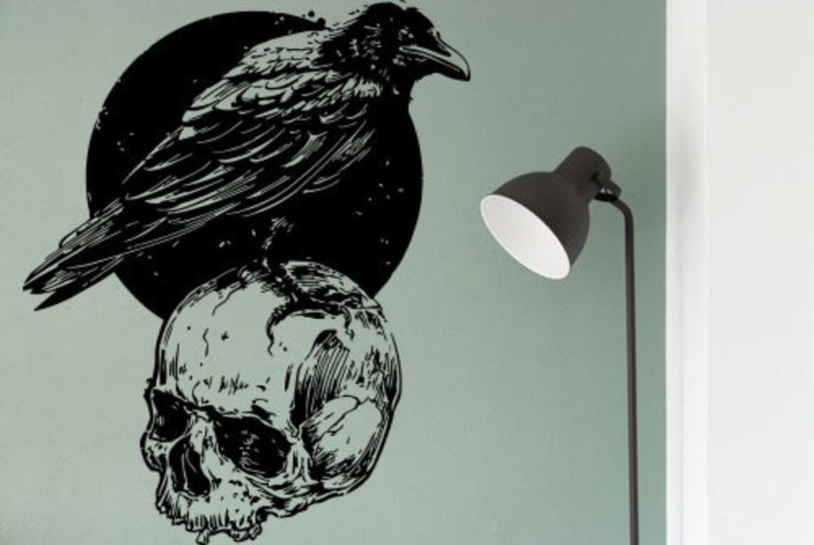Gothic Raven Vinyl Wall Decal Birds Nature Room Home Interior Etsy