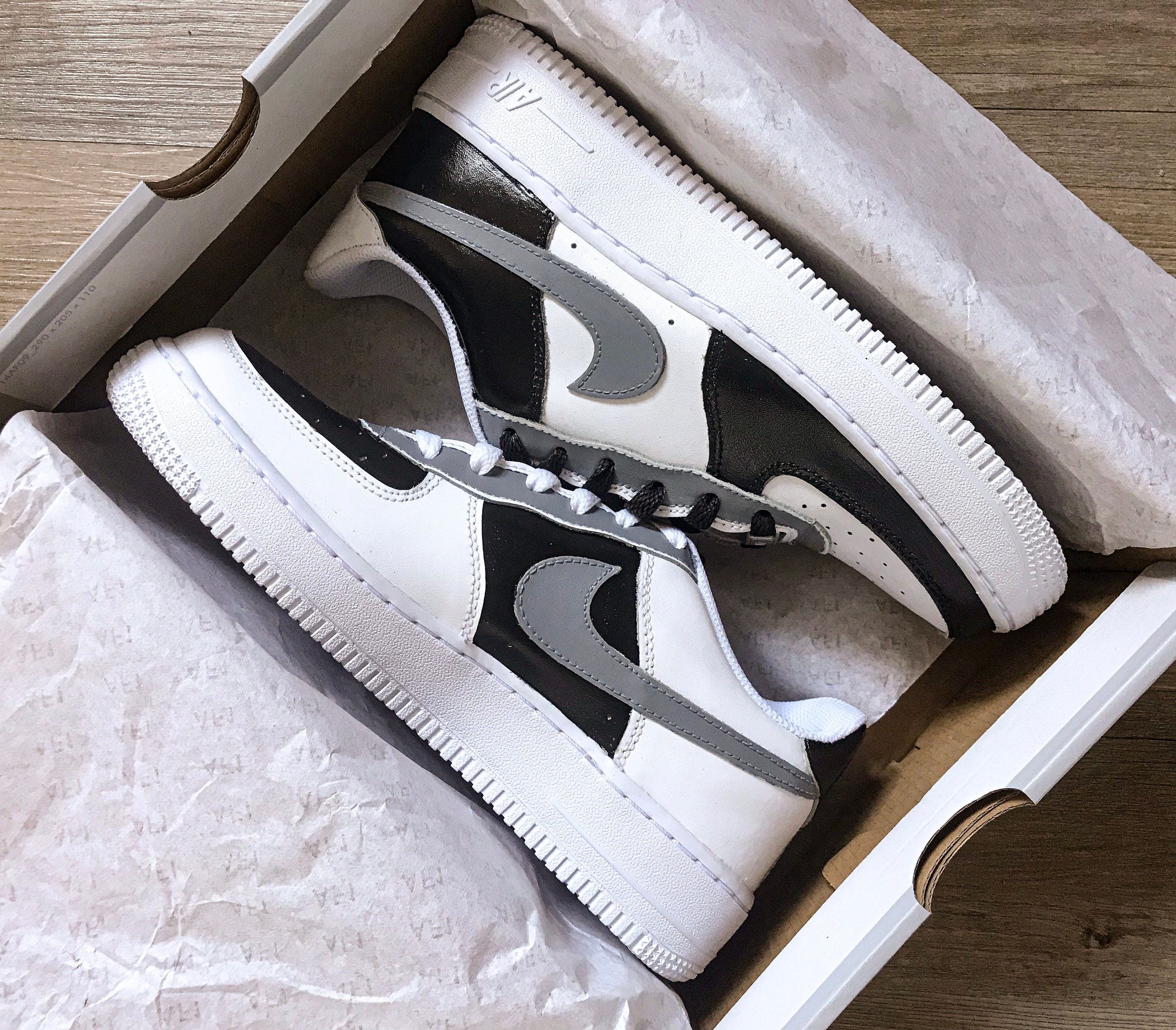 Custom Air Force 1 Black and White Junior - Etsy Australia
