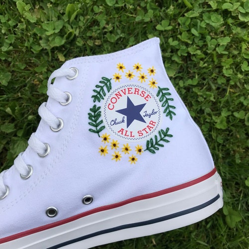 Embroidered Converse 1970s/ Converse Custom Flower Embroidery/ Etsy