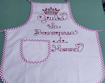 Personalized Children's Apron with Name and Phrase Crown Embroidery