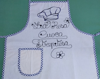 Personalized Medium Kitchen Apron with Embroidered Name and Phrase Gift Idea