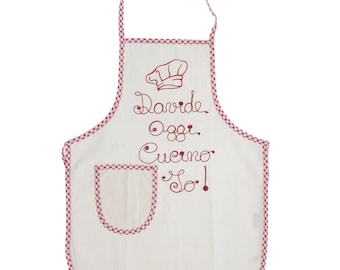 Personalized Children's Apron with Name and Phrase Embroidered Hat