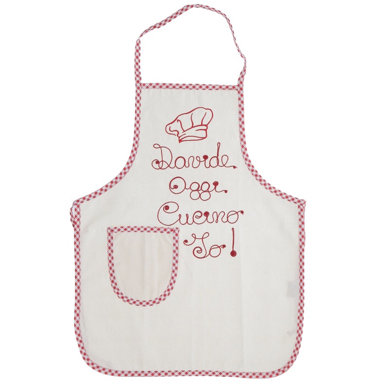 Personalized Children's Apron with Name and Phrase Embroidered Hat Bordeaux