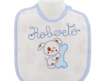 Waterproof Personalized Nursery Bib with Name Embroidered Animal Designs