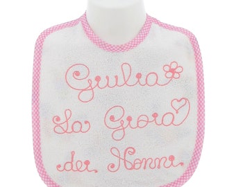 Waterproof Personalized Nursery Bib with Embroidered Name and Phrase