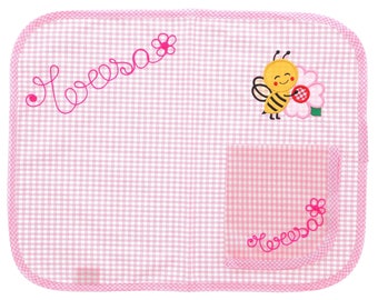 Personalized Nursery Breakfast Placemat with Embroidered Name and Animal Designs