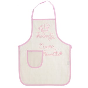 Personalized Children's Apron with Name and Phrase Embroidered Hat Rosa