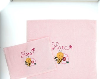 Personalized Baby Towels Application Animals in Embroidered Piquet Made in Italy Gift Idea