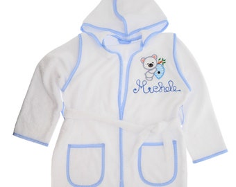 Children's Terry Bathrobe Personalized with Name and Design Various Models Handcrafted Embroidery Gift Idea Made in Italy