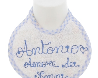 Personalized Waterproof Baby Bib with Embroidered Name and Phrase