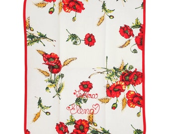 Personalized Kitchen Towel Floral Patterns Artisan Various Models Made in Italy