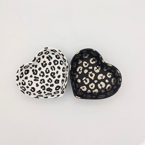 Leopard print heart trinket dish, heart jewellery holder, leopard heart, leopard gift, jewellery holder black and gold leopard heart