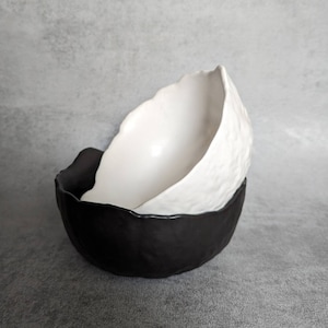 Small decorative bowl, minimalist black, gold and white bowl