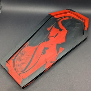 Black red marble coffin decorative tray Halloween horror decor