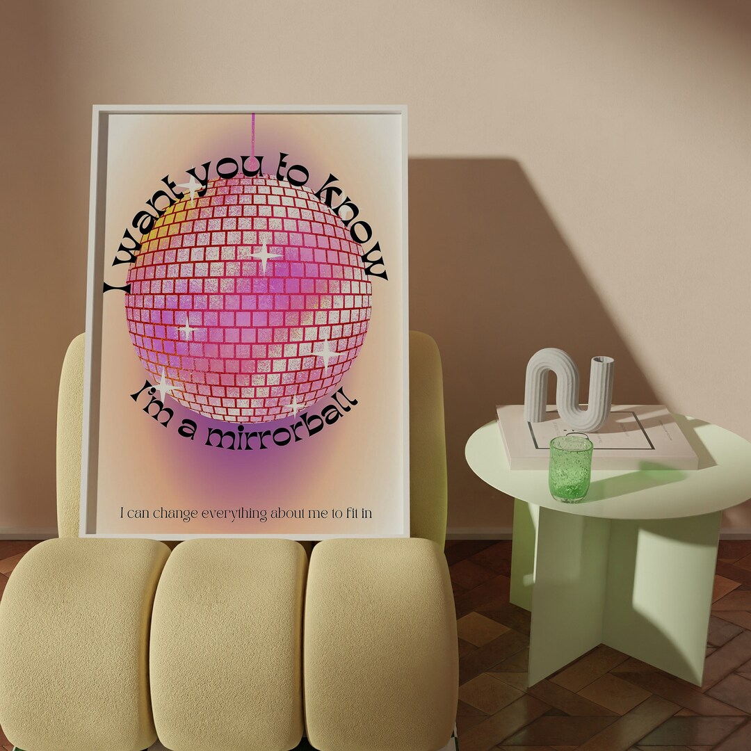 Taylor Mirrorball Print Preppy Wall Art Disco Ball Poster Digital