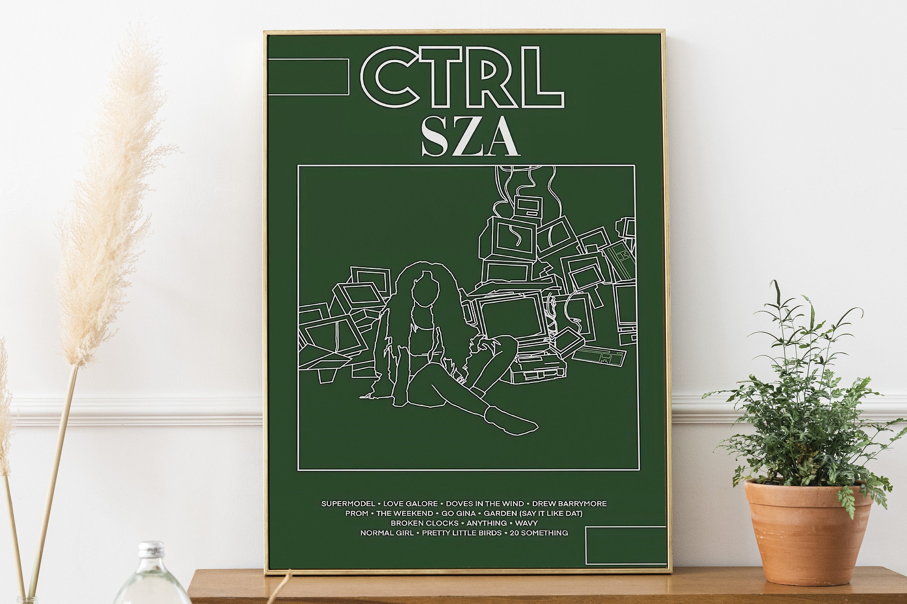 CTRL SZA Album Cover Poster, Music Album Drawing, SZA Print Decor