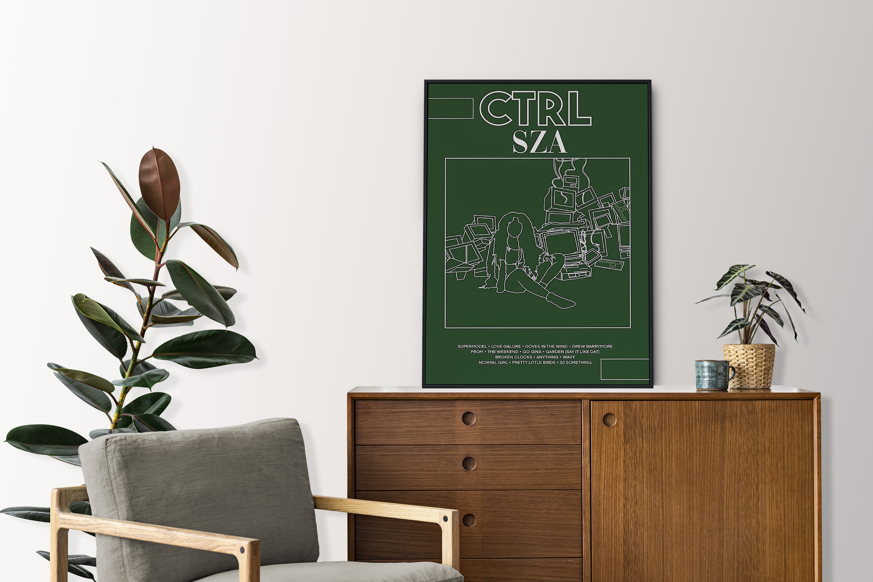 CTRL SZA Album Cover Poster, Music Album Drawing, SZA Print Decor