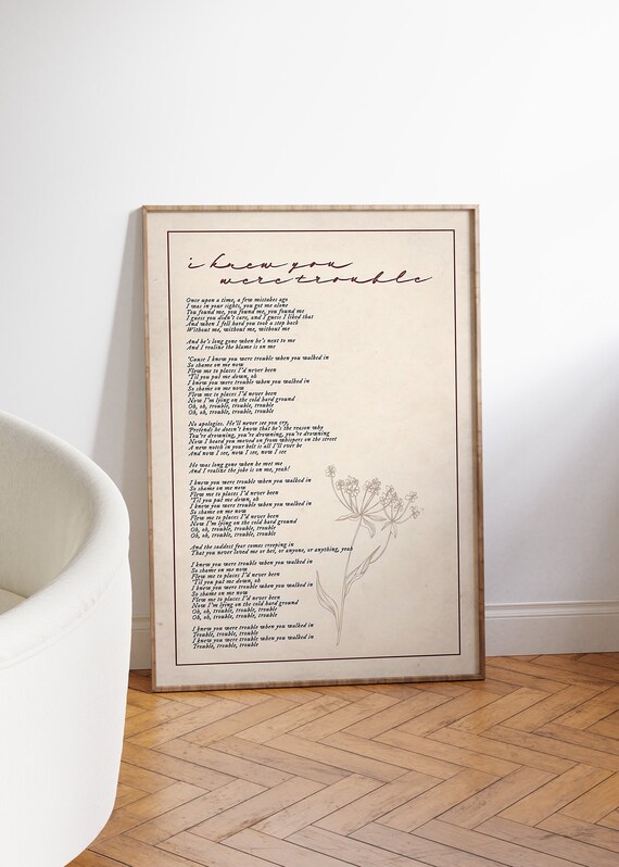 Trouble Lyrics Print 