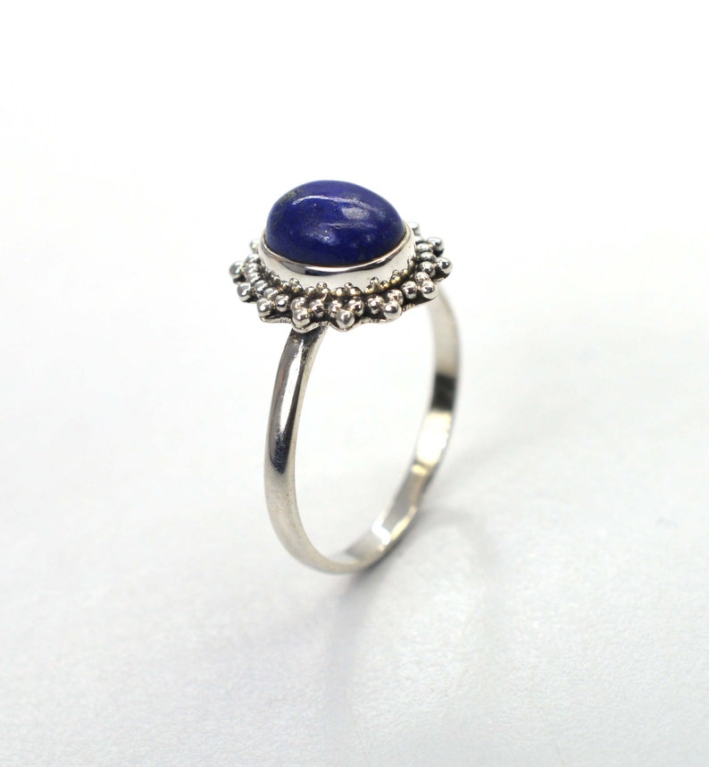 Blue Lapis Lazuli 925 Solid Sterling Silver Oval Shape Ring ~ Gift Rings