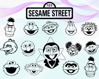 Sesame Street Faces Svg Etsy