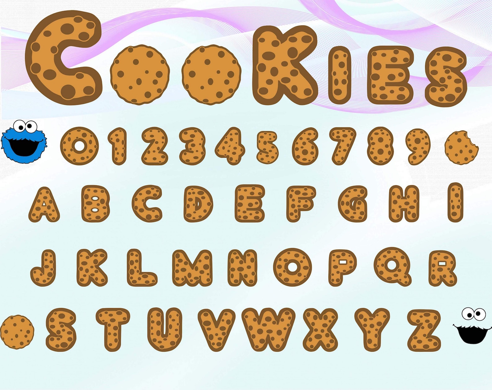 Cookies alphabet 40 digital files Cookies alphabet clipart Etsy