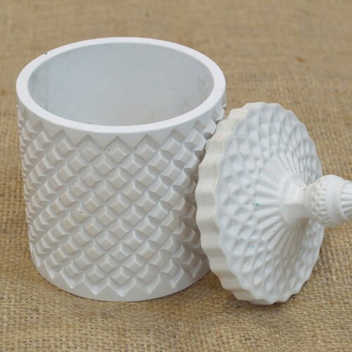 Large Candle Vessel Jar Mould/mold With Lid Concrete Cement Etsy
