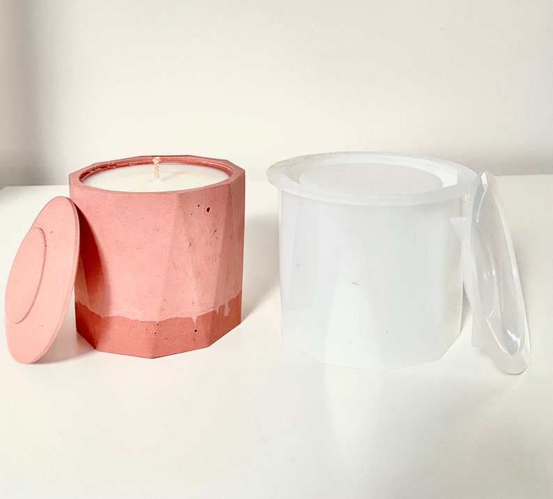 Large Candle Vessel Jar Mould/mold With Lid Concrete Cement Etsy UK