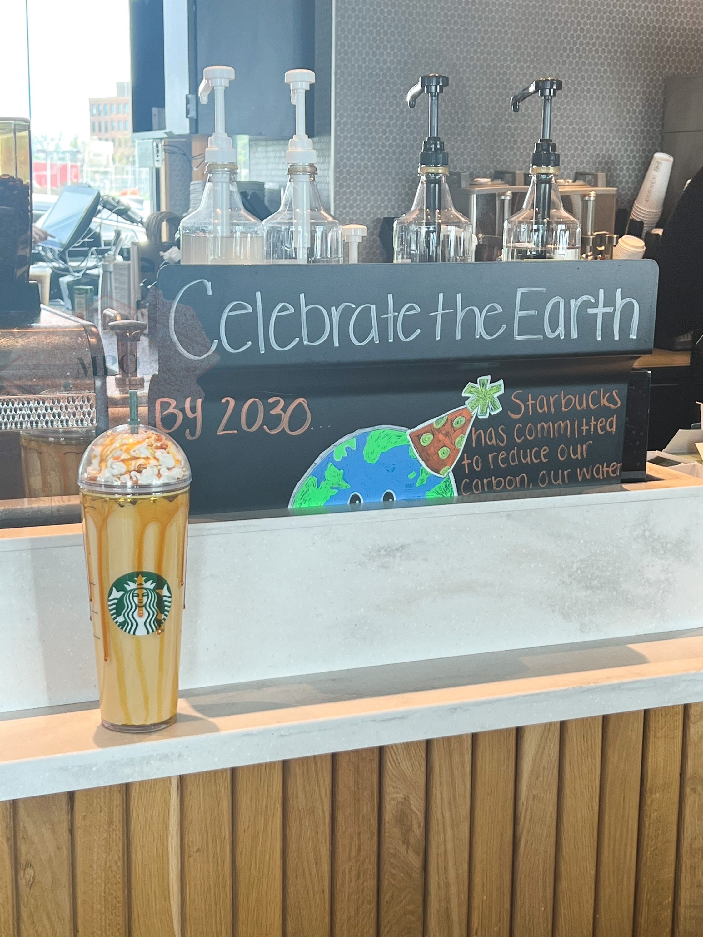 Custom Starbucks Venti Caramel Frappe Iced Coffee Snowblobe Tumbler